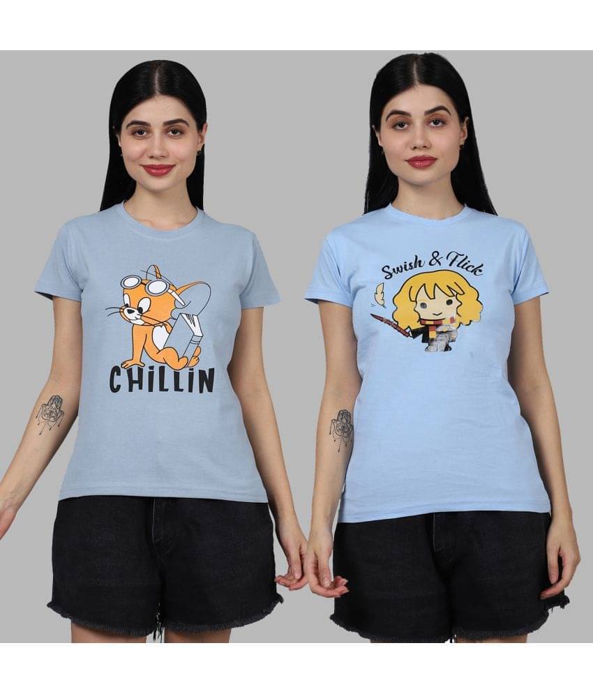 Fabflee Women Cotton Printed Regular Fit Round Neck T-Shirt ( Multicolor ) Fabflee Women Cotton Printed Regular Fit Round Neck T-Shirt ( Multicolor )