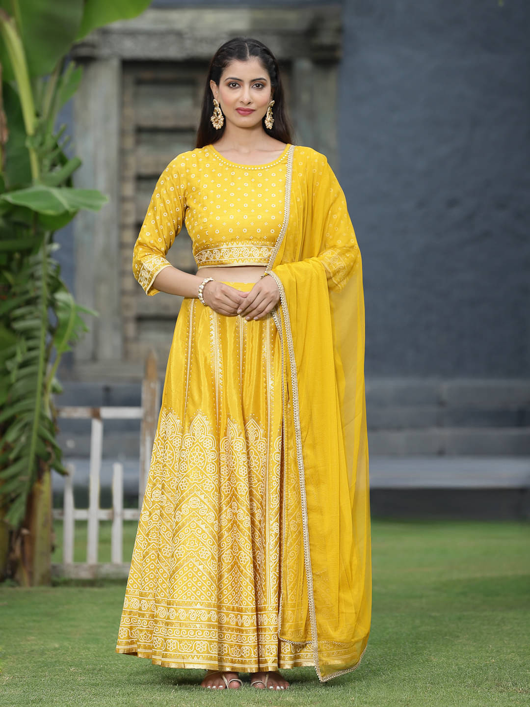 Juniper Yellow Shantoon Straight Stitched Lehenga Juniper Yellow Shantoon Straight Stitched Lehenga