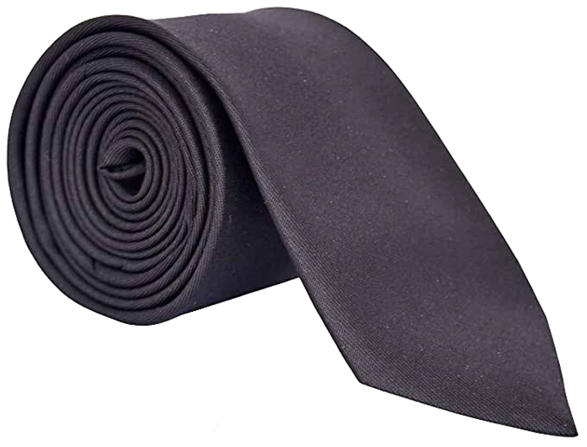     			PENYAN Black Plain Satin Necktie