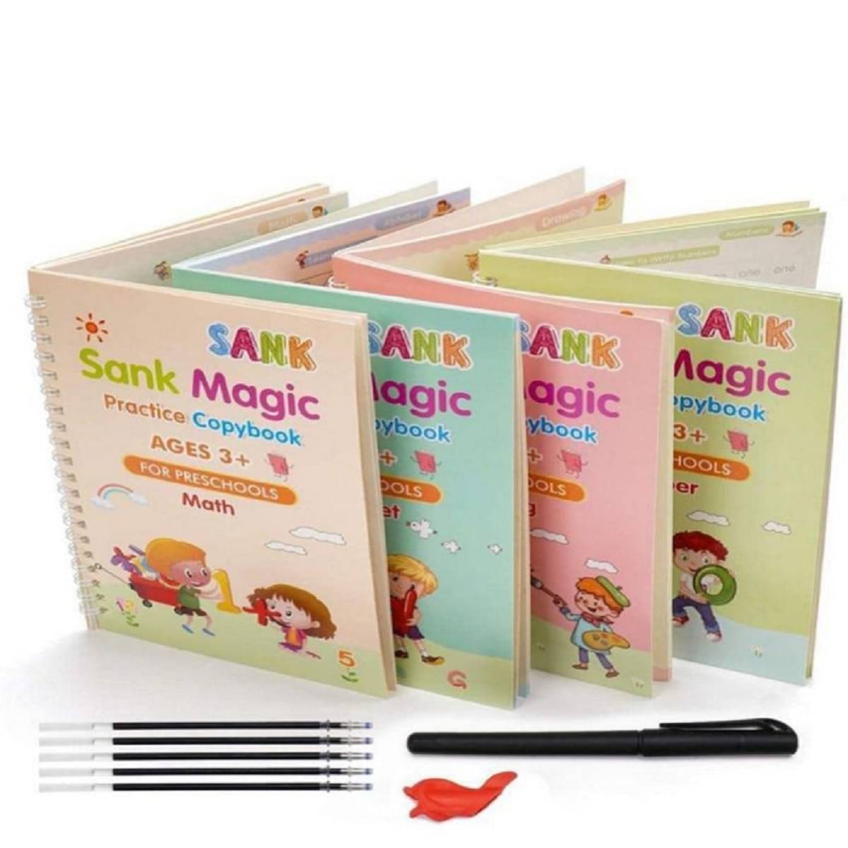     			Sank Magic Practice Copybook, Number Tracing Book for Preschoolers with Pen, Magic Calligraphy Copybook Set Practical