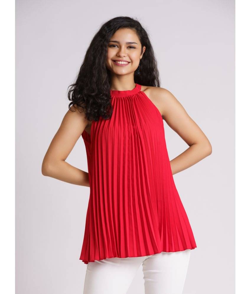     			aask Women's Polyester A-Line Top ( Red )