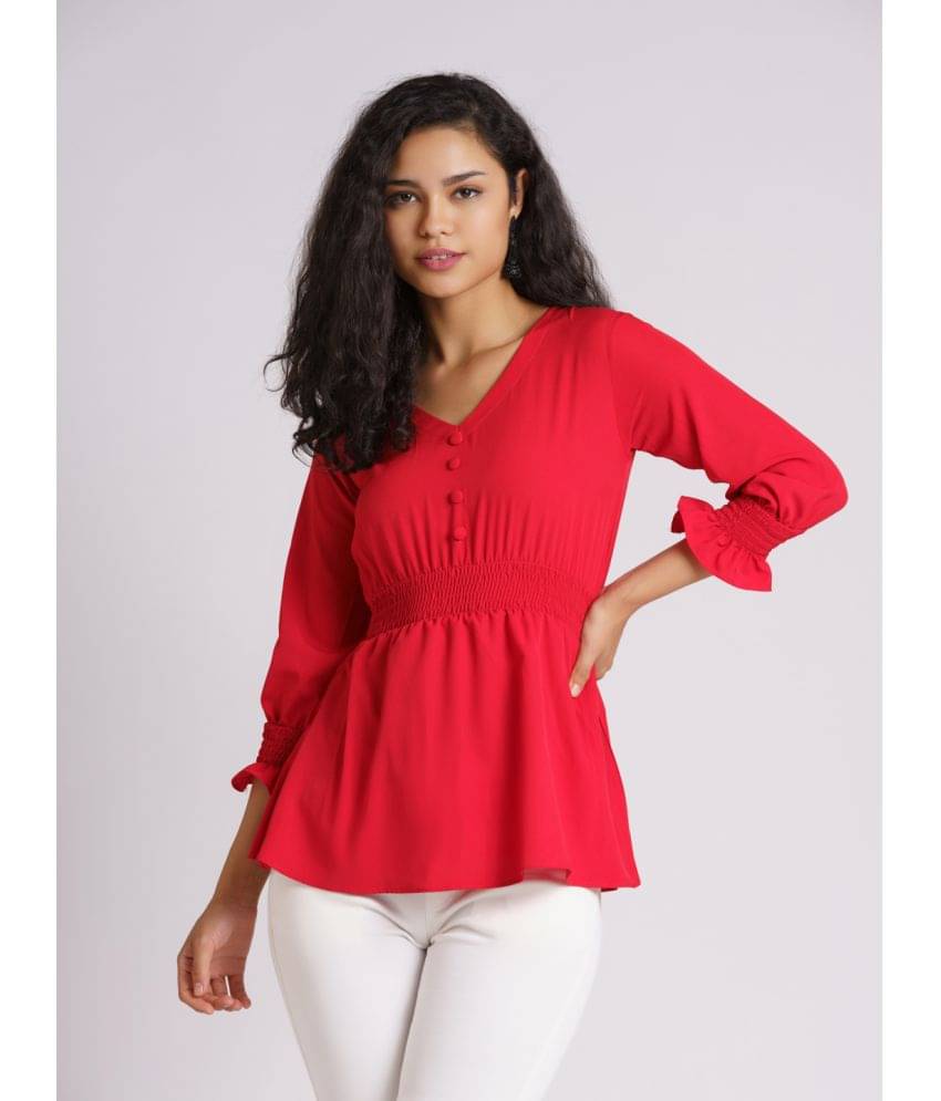 aask Women's Polyester Empire Top ( Red ) aask Women's Polyester Empire Top ( Red )