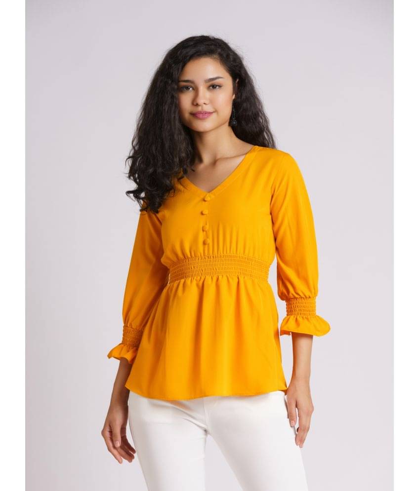 aask Women's Polyester Empire Top ( Yellow ) aask Women's Polyester Empire Top ( Yellow )