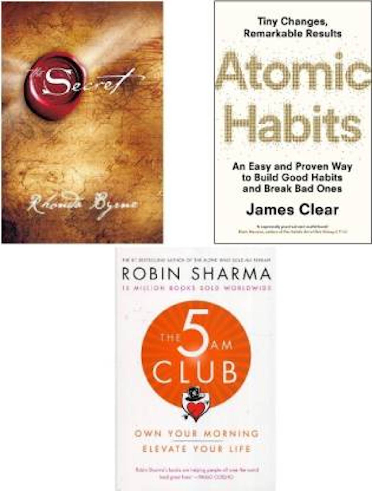     			Combo Of 3 Best Seller Books: Secret + Atomic Habits + 5AM Club