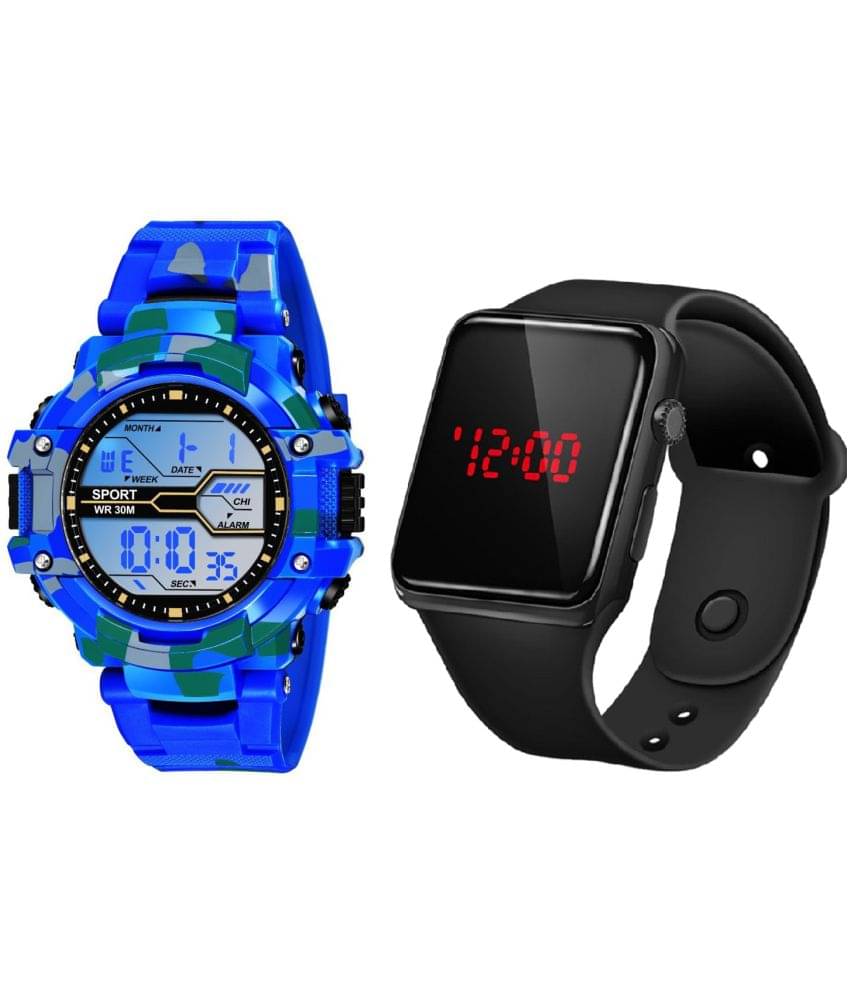     			Cosmic - Multicolor PU Digital Couple's Watch