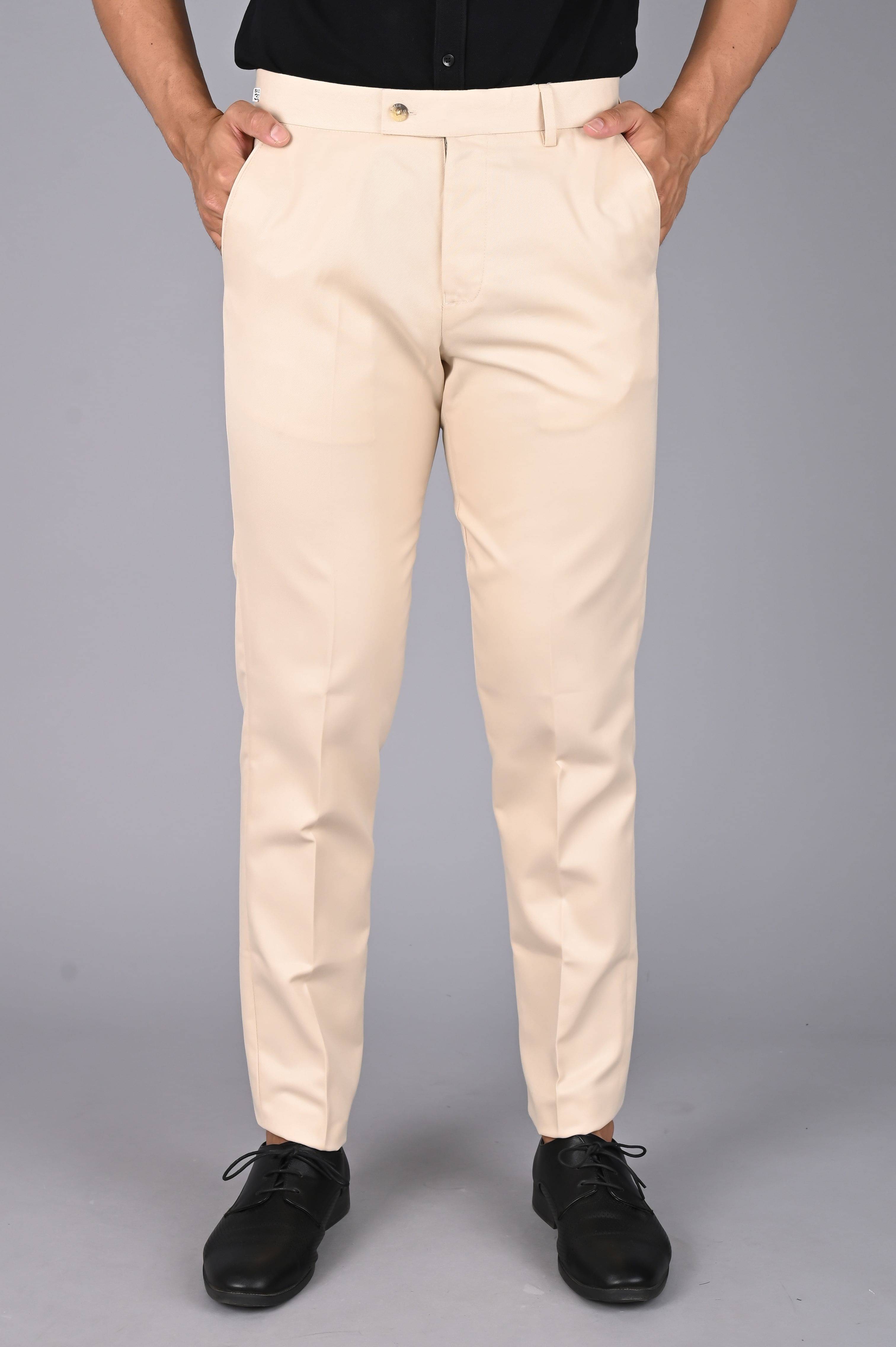     			MANCREW - Beige Viscose Slim - Fit Men's Formal Pants ( Pack of 1 )