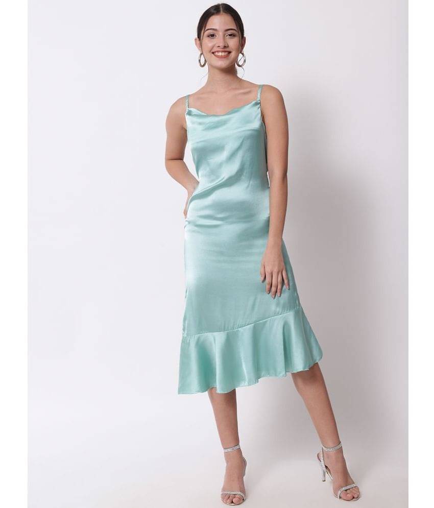 The Dry State Women Satin Solid A-line Dress ( Mint Green ) The Dry State Women Satin Solid A-line Dress ( Mint Green )