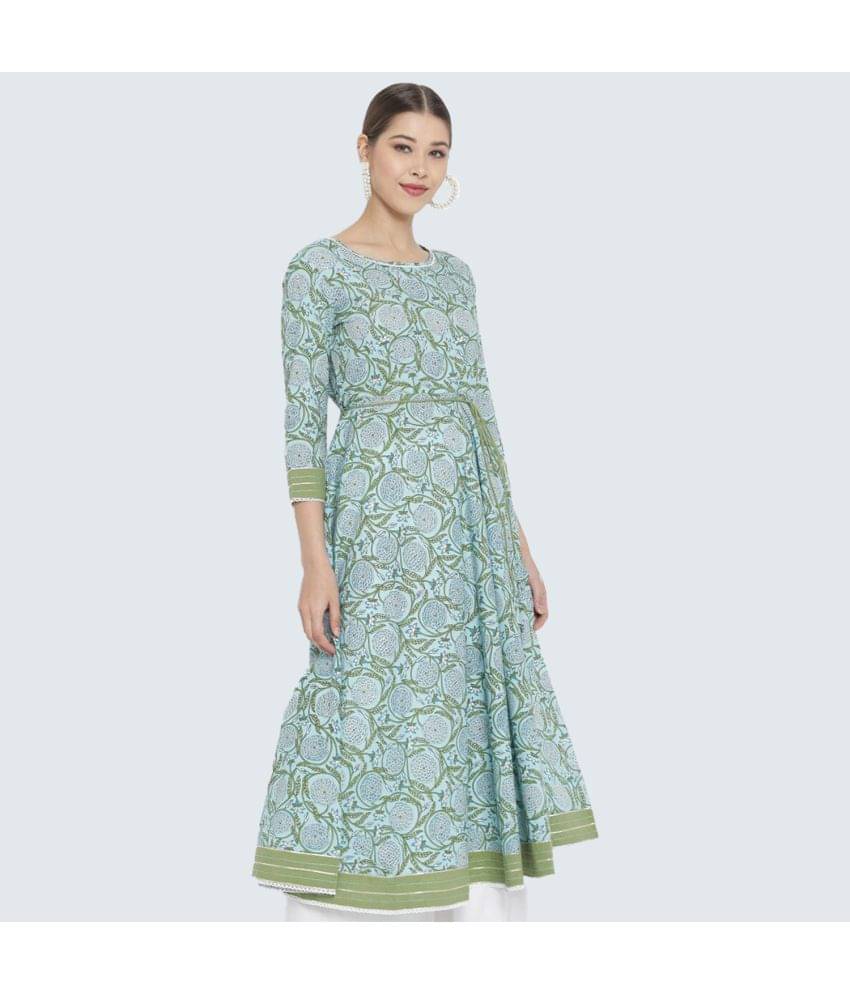     			Yash Gallery - Blue Cotton Women's Flared Kurti ( Pack of 1 )