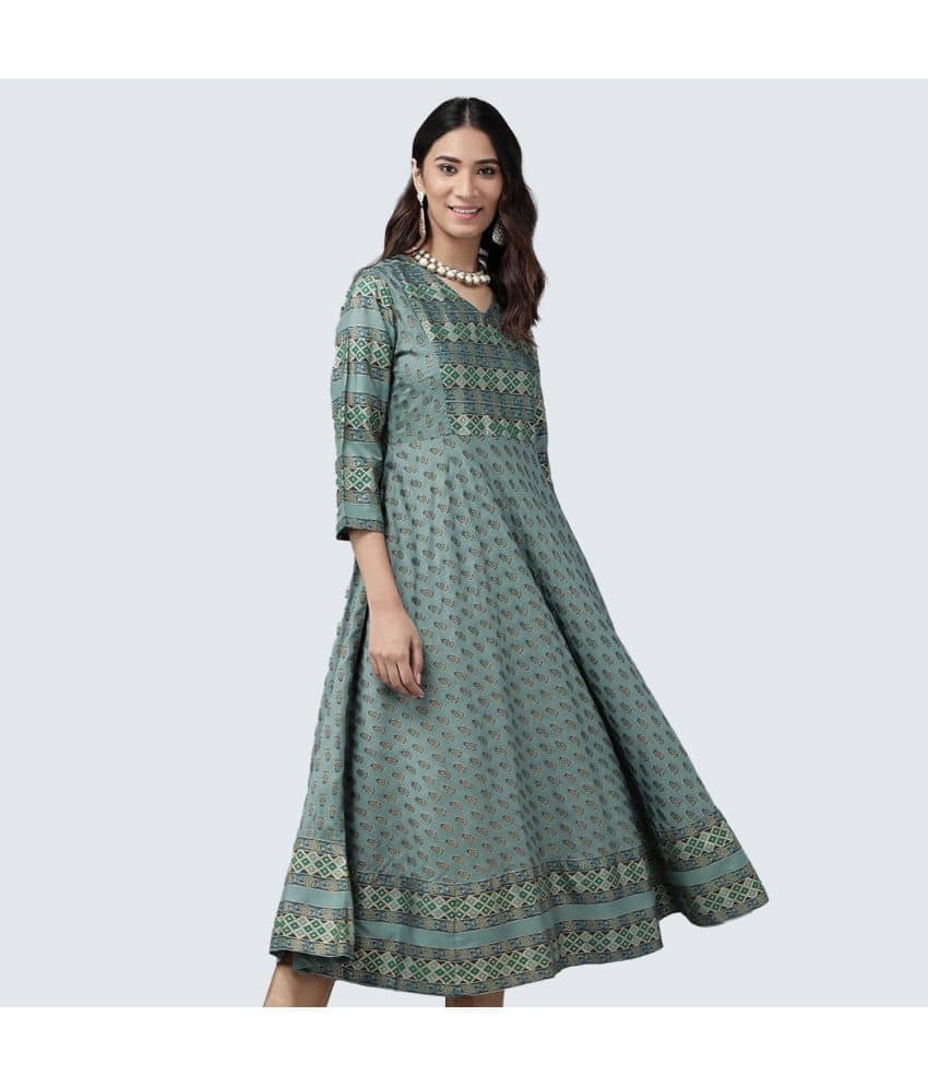 Yash Gallery - Green Rayon Women's Flared Kurti ( Pack of 1 ) - Kurtis, Tunics | Buy online on ZillyBuy