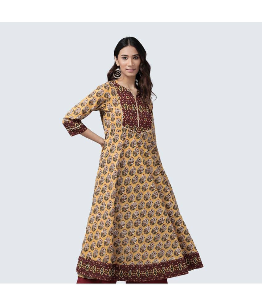 Yash Gallery - Mustard Cotton Women's Flared Kurti ( Pack of 1 ) - Kurtis, Tunics | Buy online on ZillyBuy