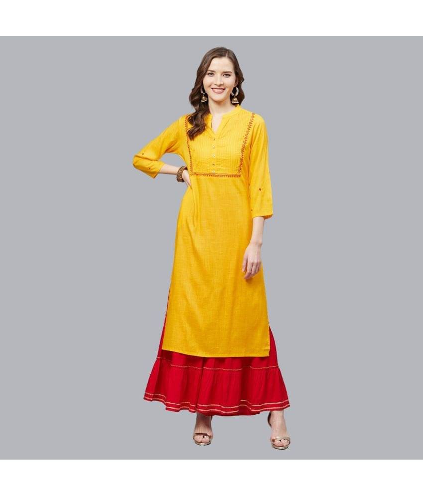 Yash Gallery - Yellow Straight Rayon Women's Stitched Salwar Suit ( Pack of 1 ) Yash Gallery - Yellow Straight Rayon Women's Stitched Salwar Suit ( Pack of 1 )
