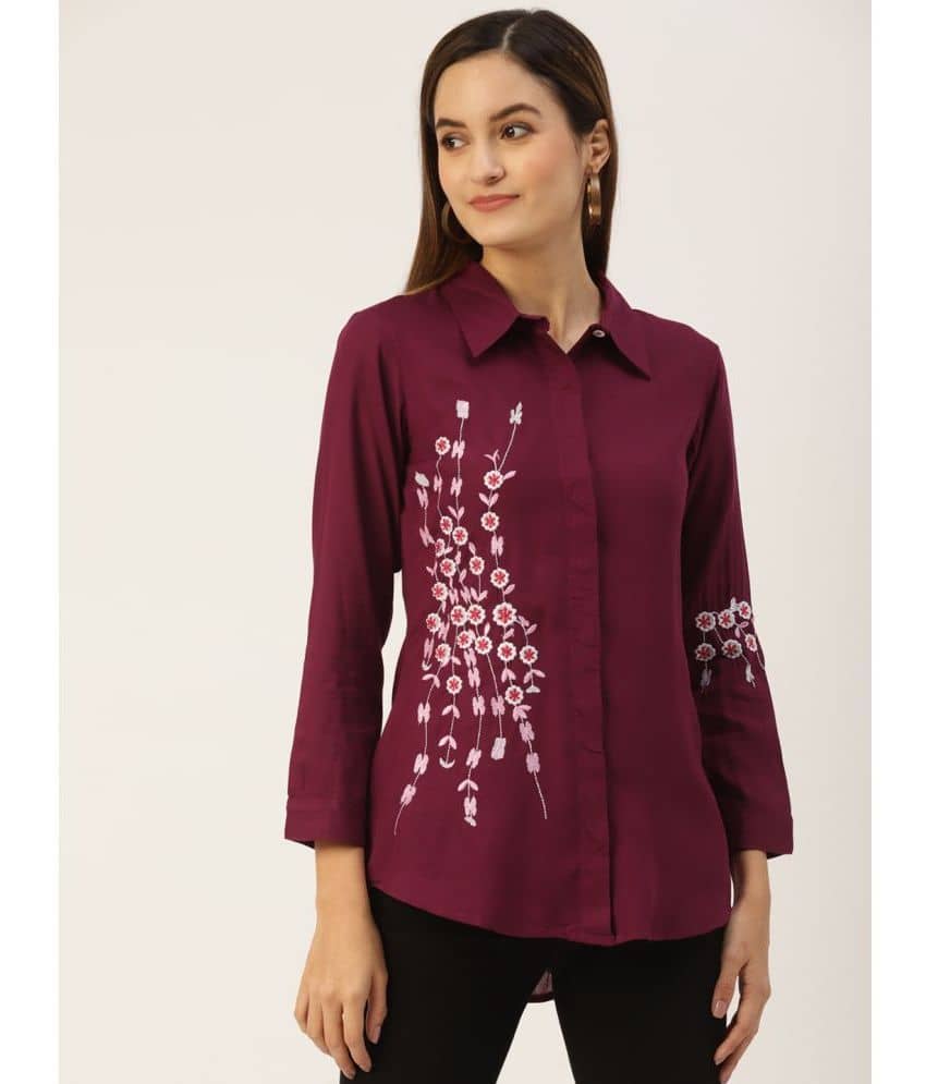 Kbz - Wine Rayon Women's Ethnic Top ( Pack of 1 ) - Kurtis, Tunics | Buy online on ZillyBuy