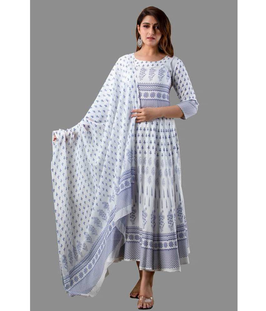     			LEE MODA EXPORT - White Rayon Women's Anarkali Kurti ( Pack of 1 )