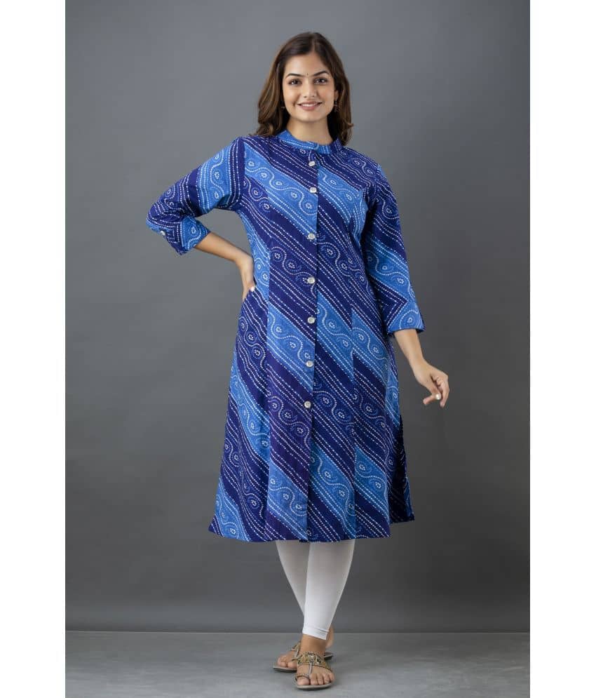 Lee Moda - Blue Cotton Women's Front Slit Kurti ( Pack of 1 ) - Kurtis, Tunics | Buy online on ZillyBuy