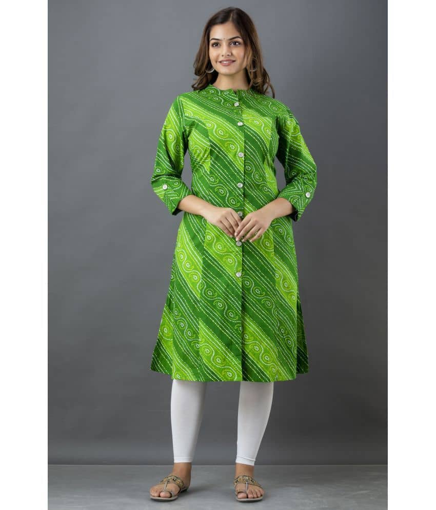 Lee Moda - Green Cotton Women's Front Slit Kurti ( Pack of 1 ) - Kurtis, Tunics | Buy online on ZillyBuy
