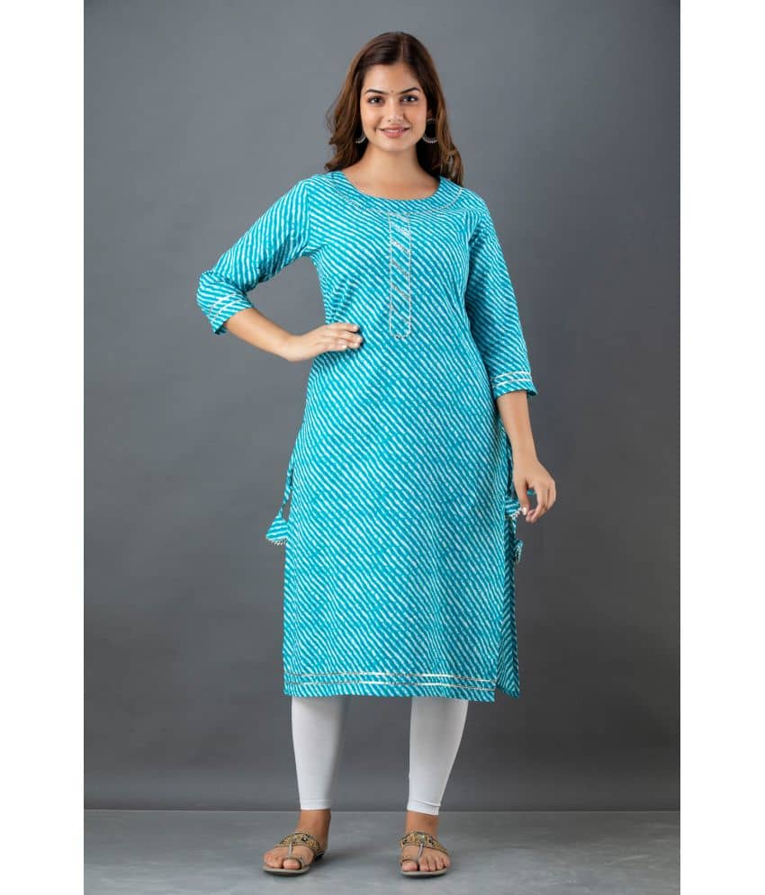 Lee Moda - Light Blue Cotton Women's Straight Kurti ( Pack of 1 ) - Kurtis, Tunics | Buy online on ZillyBuy