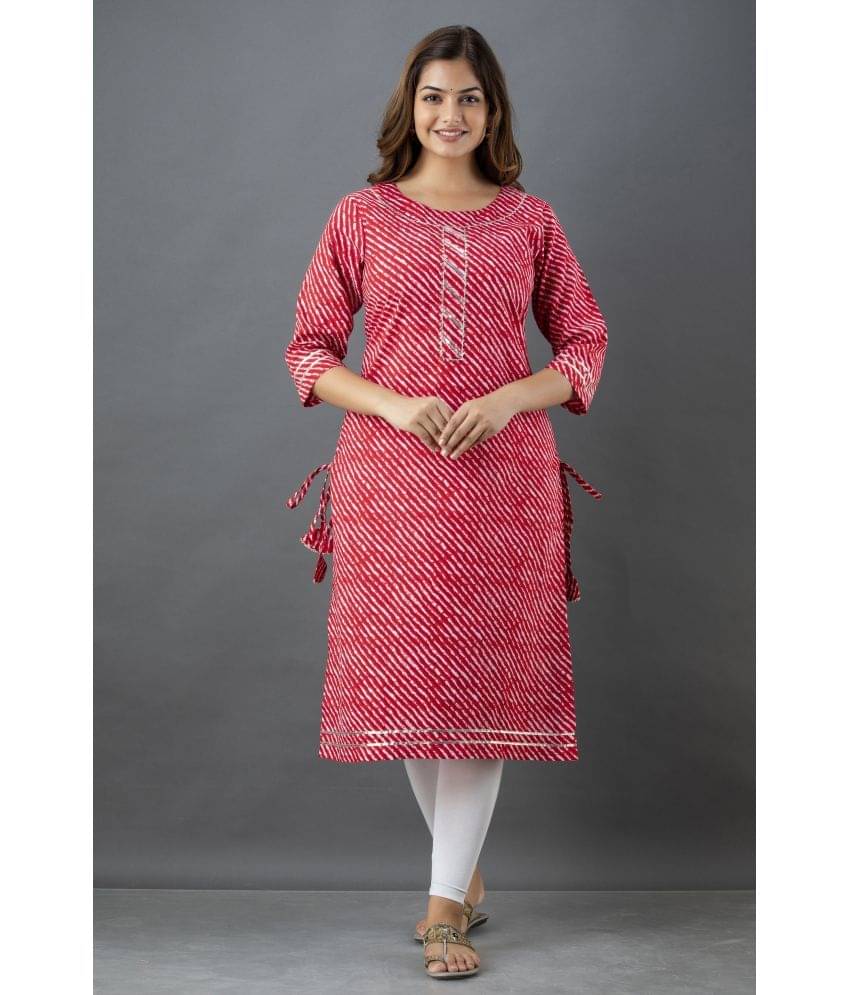     			Lee Moda - Red Cotton Women's Straight Kurti ( Pack of 1 )