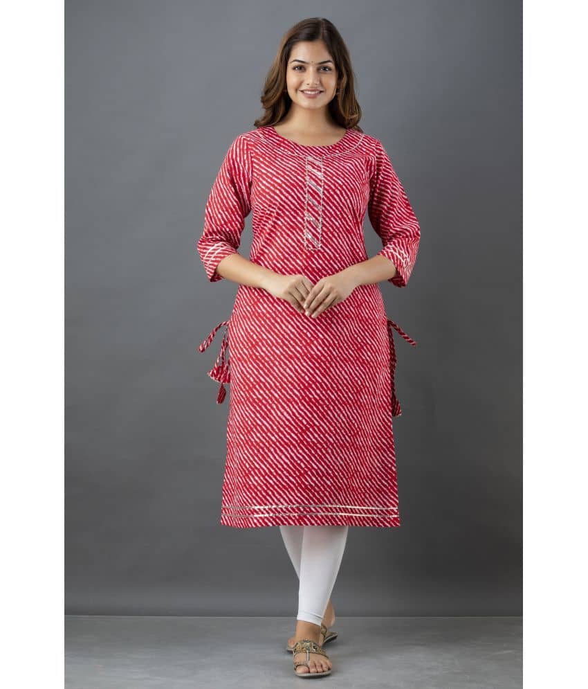 Lee Moda - Red Cotton Women's Straight Kurti ( Pack of 1 ) - Kurtis, Tunics | Buy online on ZillyBuy