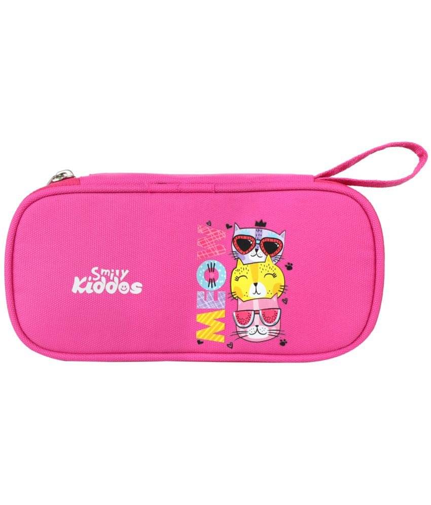     			Smily Kiddos Zipper Pencil Pouch Meow Kitty Dark Pink