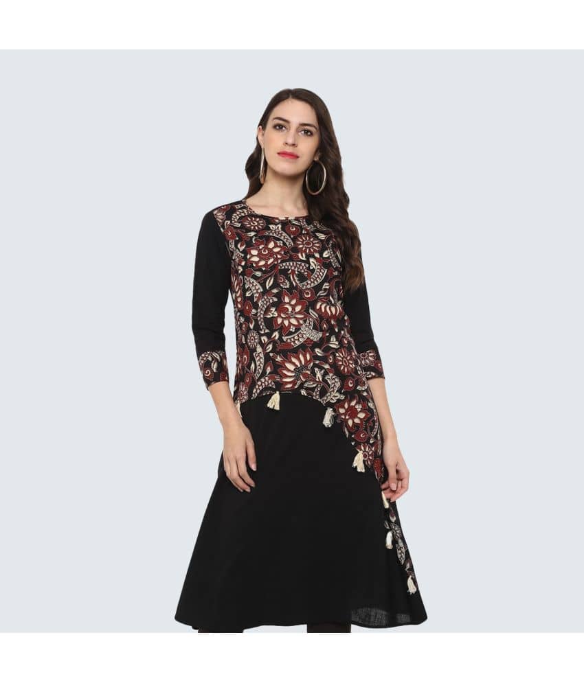 Yash Gallery - Black Cotton Women's Double Layered Kurti ( Pack of 1 ) - Kurtis, Tunics | Buy online on ZillyBuy