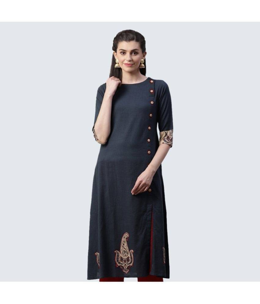Yash Gallery - Grey Cotton Women's Front Slit Kurti ( Pack of 1 ) Yash Gallery - Grey Cotton Women's Front Slit Kurti ( Pack of 1 )