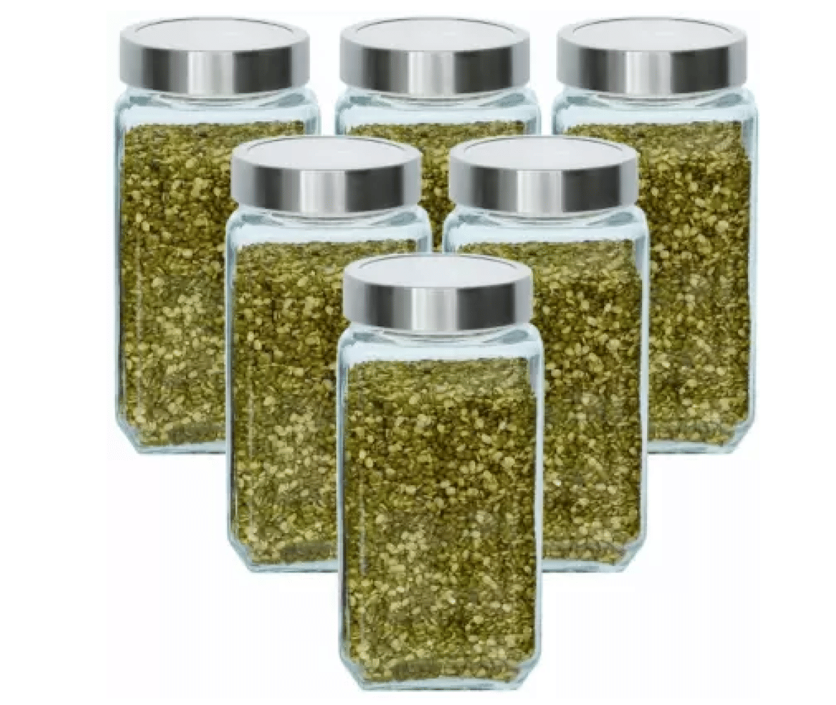 CROCO JAR Glass Silver Food Container ( Set of 6 )
