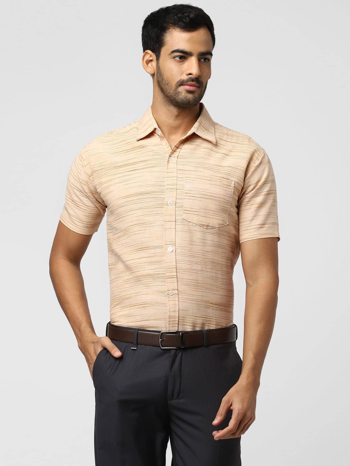 DESHBANDHU DBK - Beige Cotton Regular Fit Men's Formal Shirt (Pack of 1) DESHBANDHU DBK - Beige Cotton Regular Fit Men's Formal Shirt (Pack of 1)