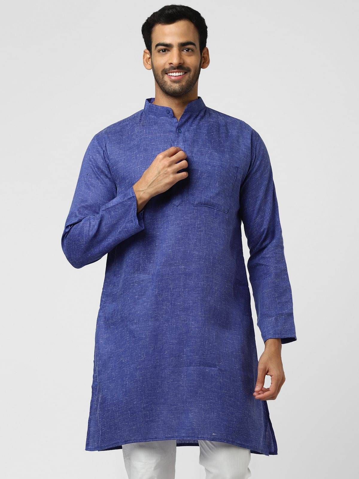     			DESHBANDHU DBK - Blue Linen Men's Regular Kurta ( Pack of 1 )