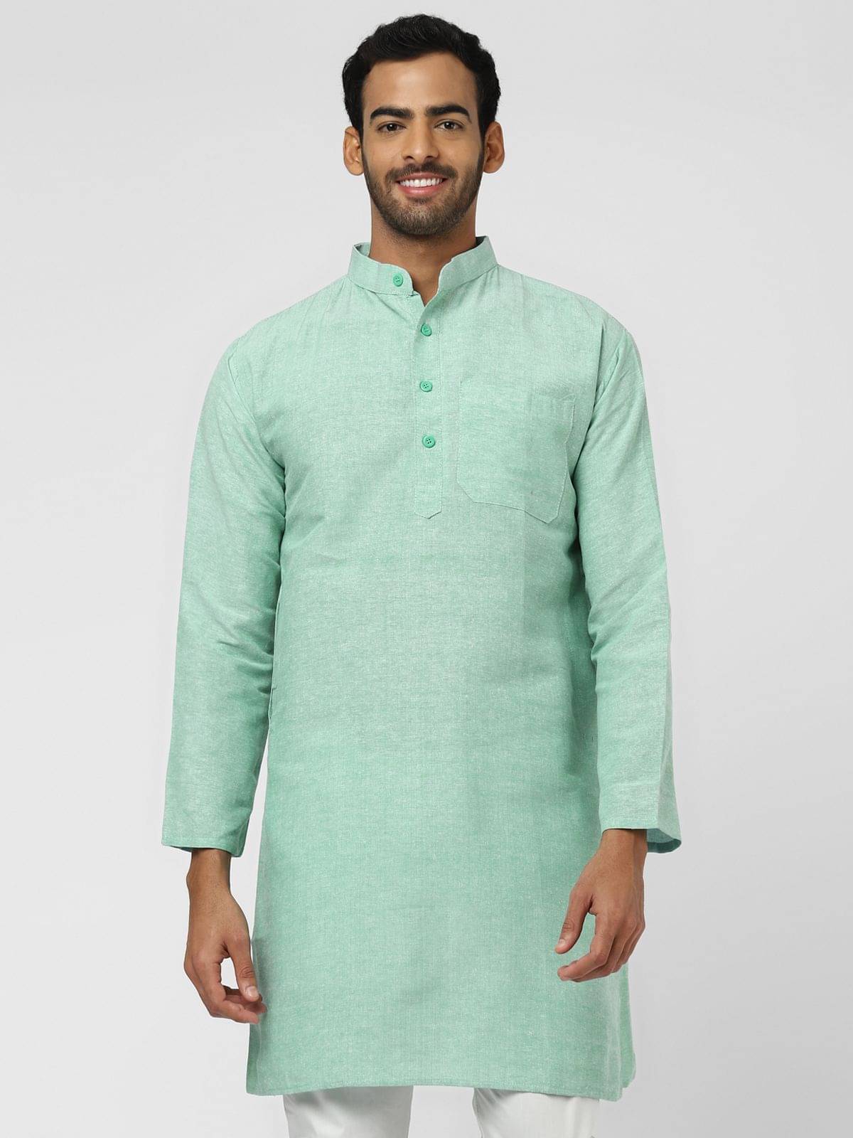 DESHBANDHU DBK - Green Cotton Blend Men's Regular Kurta ( Pack of 1 )     			DESHBANDHU DBK - Green Cotton Blend Men's Regular Kurta ( Pack of 1 )