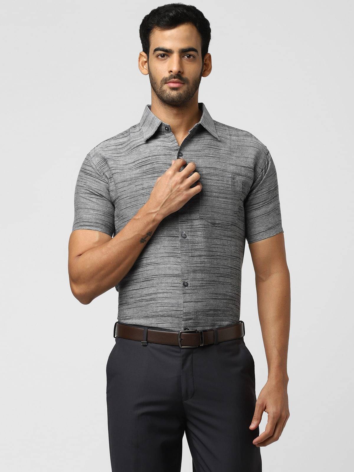 DESHBANDHU DBK - Grey Cotton Regular Fit Men's Formal Shirt ( Pack of 1 ) DESHBANDHU DBK - Grey Cotton Regular Fit Men's Formal Shirt ( Pack of 1 )