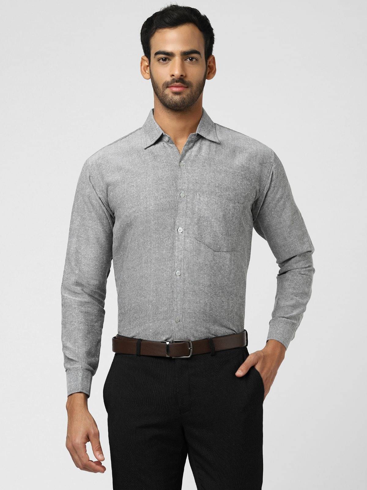     			DESHBANDHU DBK - Grey Cotton Regular Fit Men's Formal Shirt (Pack of 1)