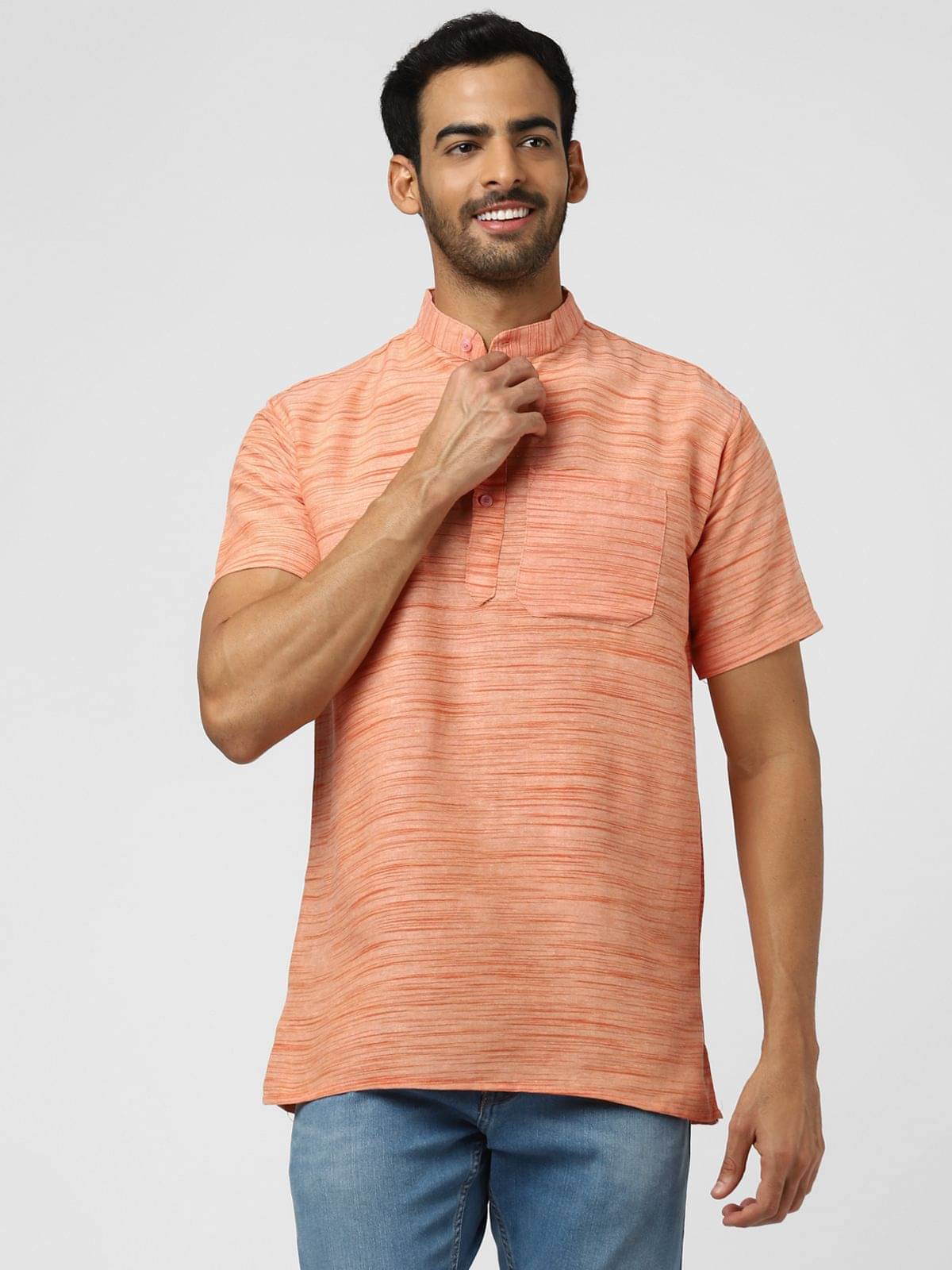     			DESHBANDHU DBK - Orange Cotton Men's Regular Kurta ( Pack of 1 )