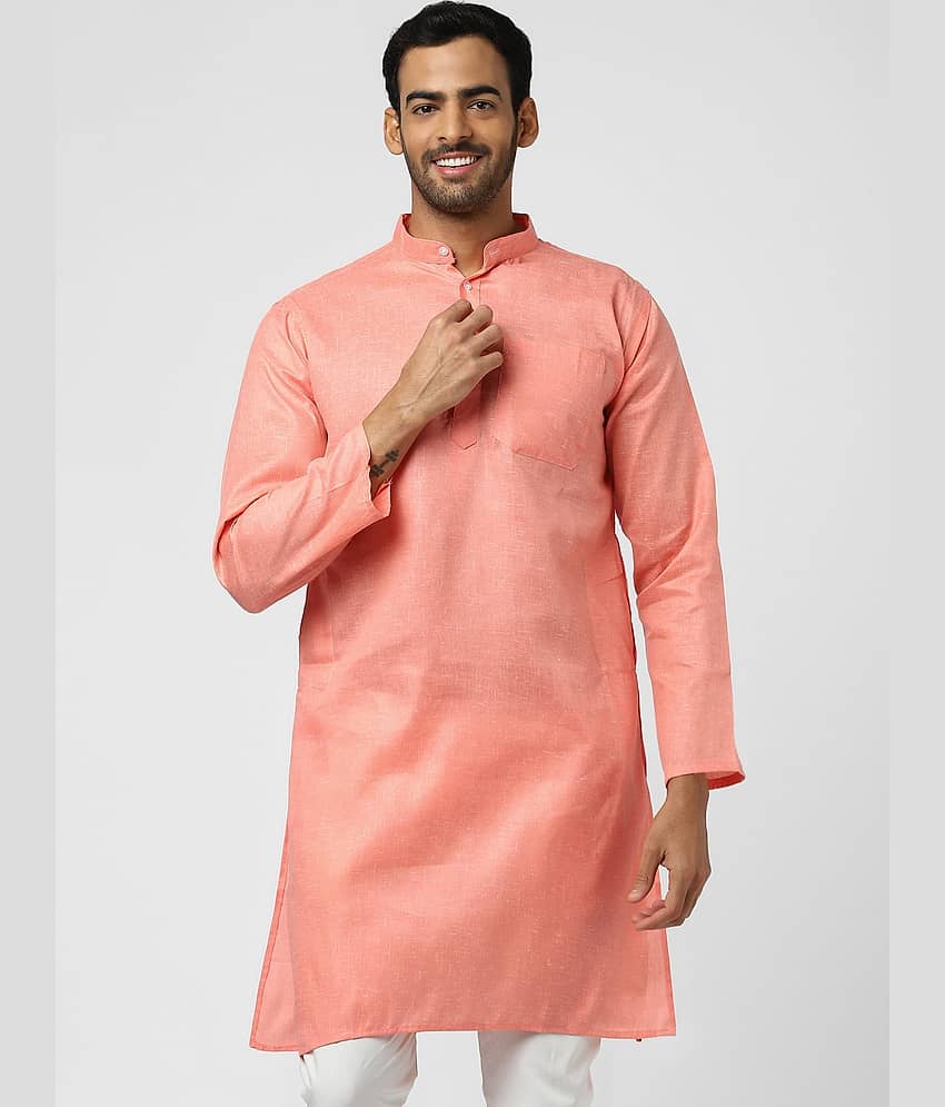 DESHBANDHU DBK - Orange Linen Men's Regular Kurta ( Pack of 1 ) - Kurtas & Kurta Sets | Buy online on ZillyBuy