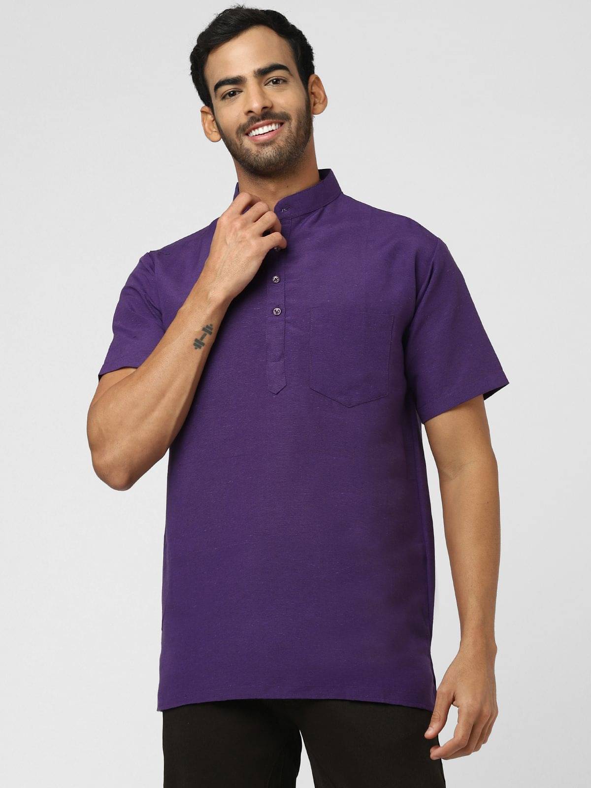     			DESHBANDHU DBK - Purple Cotton Men's Regular Kurta ( Pack of 1 )