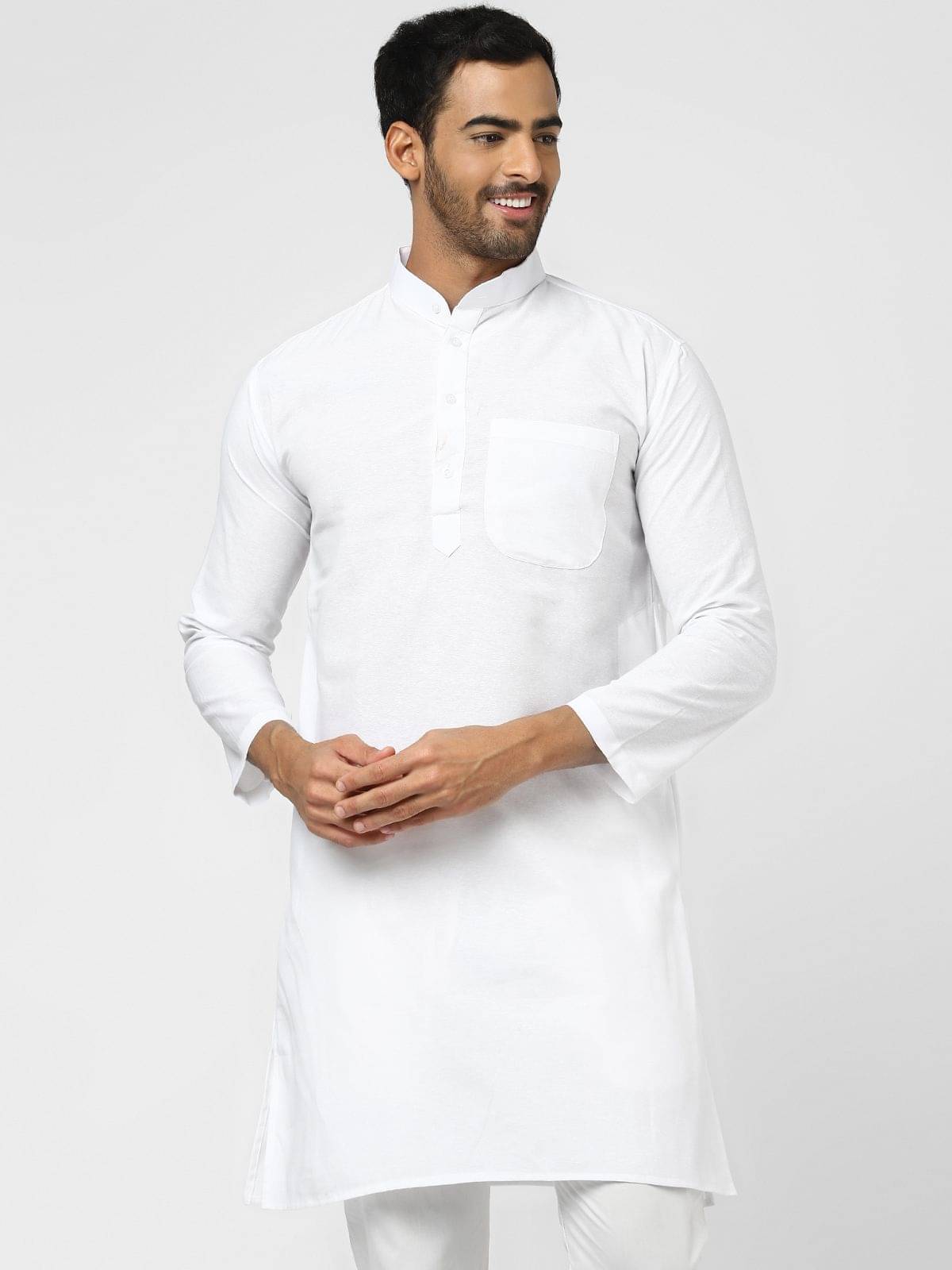 DESHBANDHU DBK - White Cotton Blend Men's Regular Kurta ( Pack of 1 ) DESHBANDHU DBK - White Cotton Blend Men's Regular Kurta ( Pack of 1 )