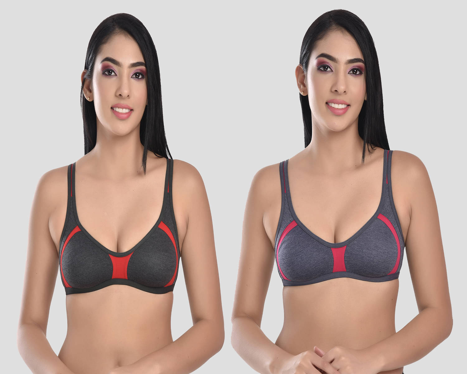     			Elina Pack of 2 Cotton Non Padded Women's Everyday Bra ( Black )