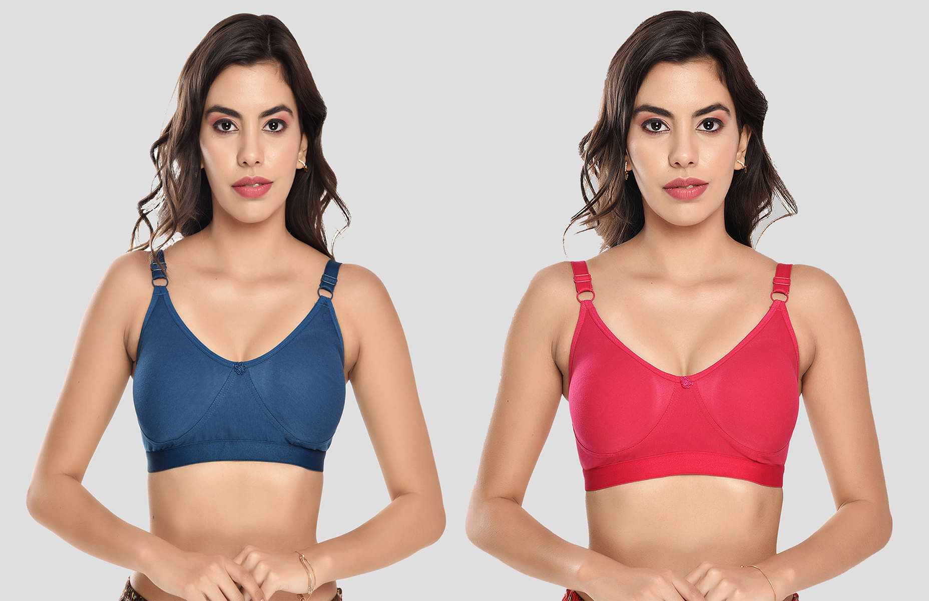 Elina Pack of 2 Cotton Non Padded Women's T-Shirt Bra ( Magenta )     			Elina Pack of 2 Cotton Non Padded Women's T-Shirt Bra ( Magenta )