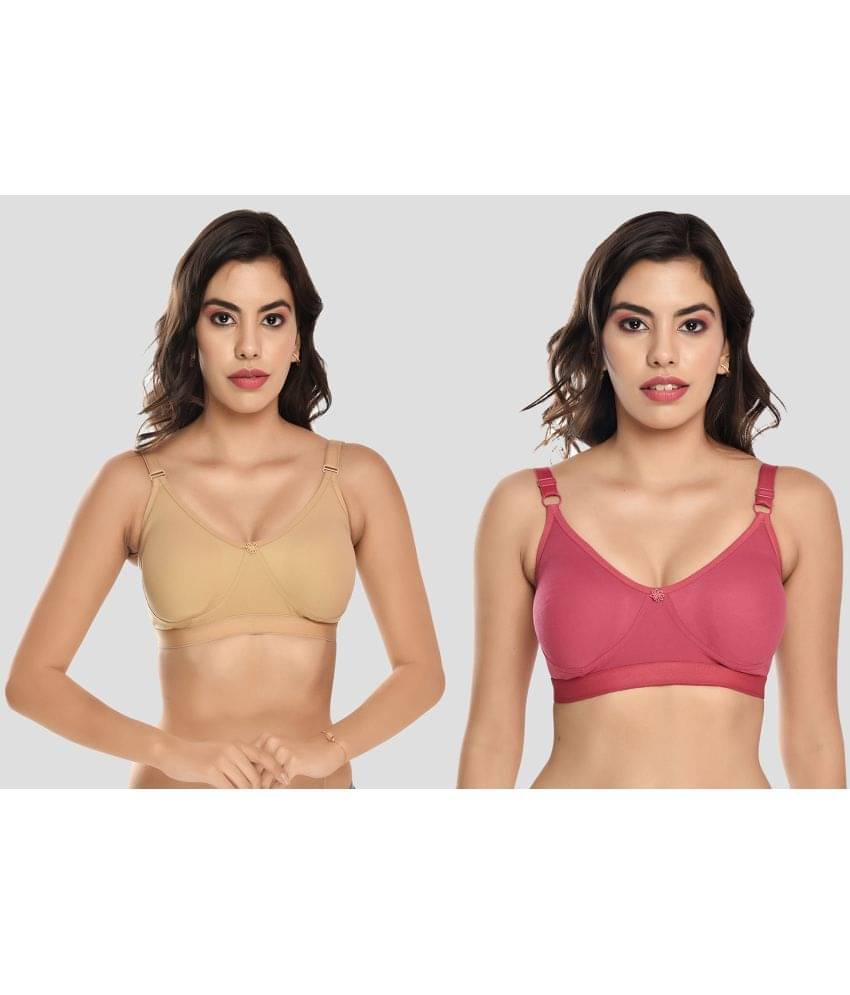 Elina Pack of 2 Cotton Non Padded Women's T-Shirt Bra ( Maroon )     			Elina Pack of 2 Cotton Non Padded Women's T-Shirt Bra ( Maroon )