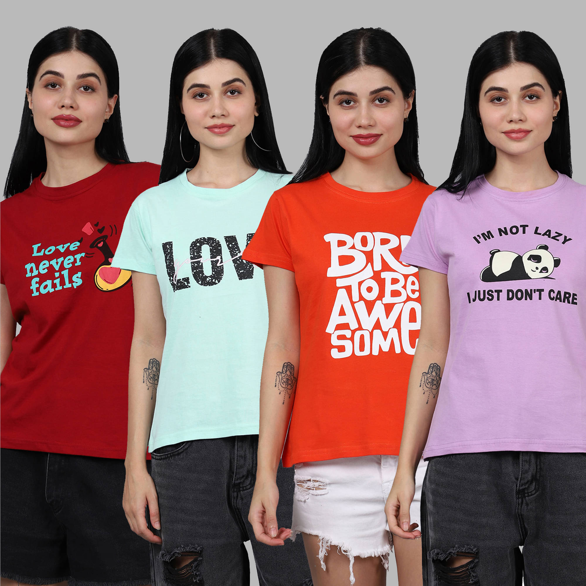 Fabflee Women Cotton Printed Regular Fit Round Neck T-Shirt ( Multicolor ) Fabflee Women Cotton Printed Regular Fit Round Neck T-Shirt ( Multicolor )