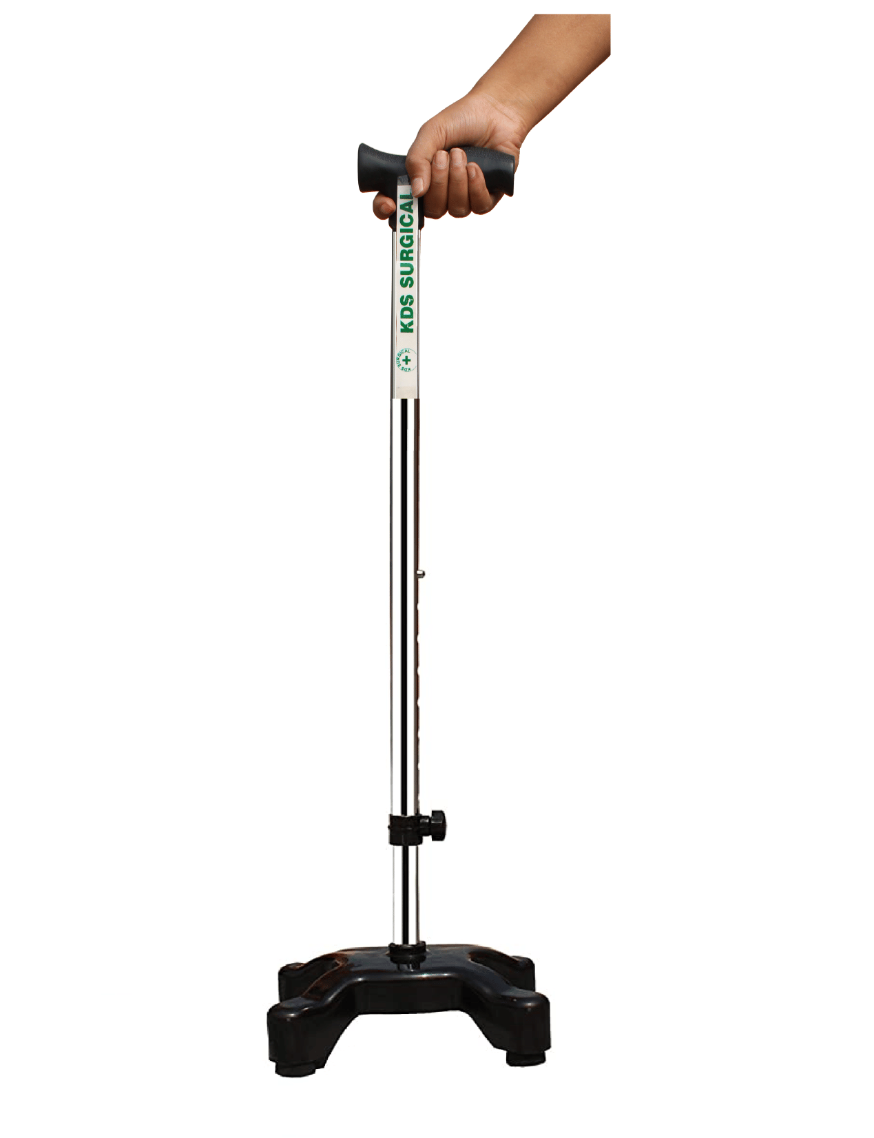 KDS SURGICAL 4 Leg Quadripod Chrome Black Height Adjustable Walking Sticks