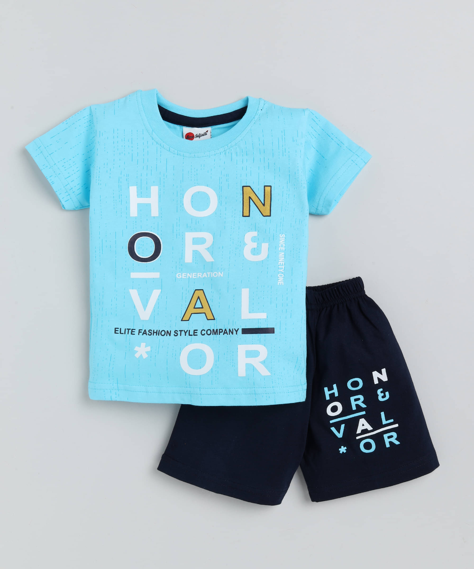     			Mars Infiniti Pack of 1 Boys Cotton T-Shirt & Shorts Set ( Blue )