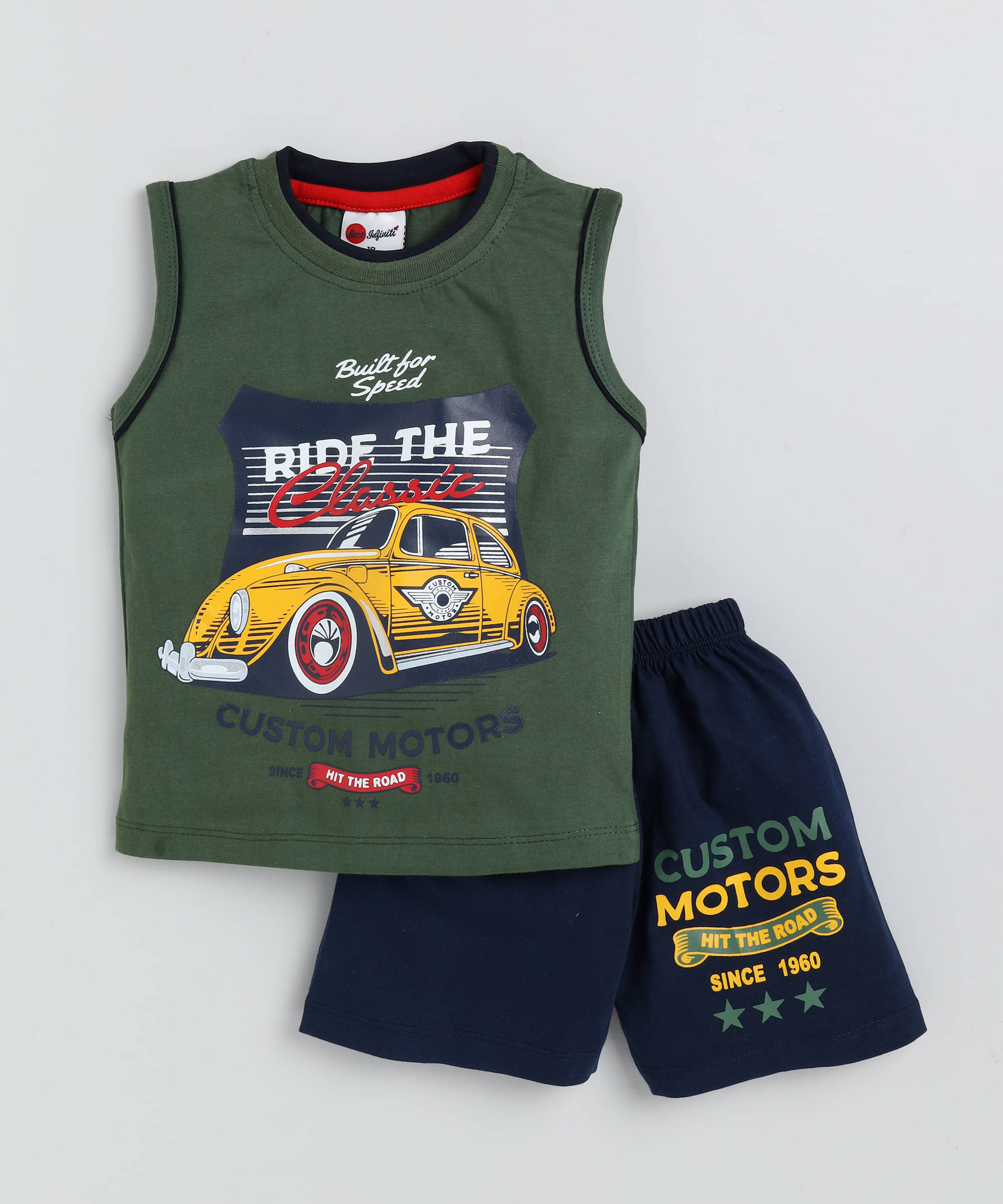     			Mars Infiniti Pack of 1 Boys Cotton T-Shirt & Shorts Set ( Green )