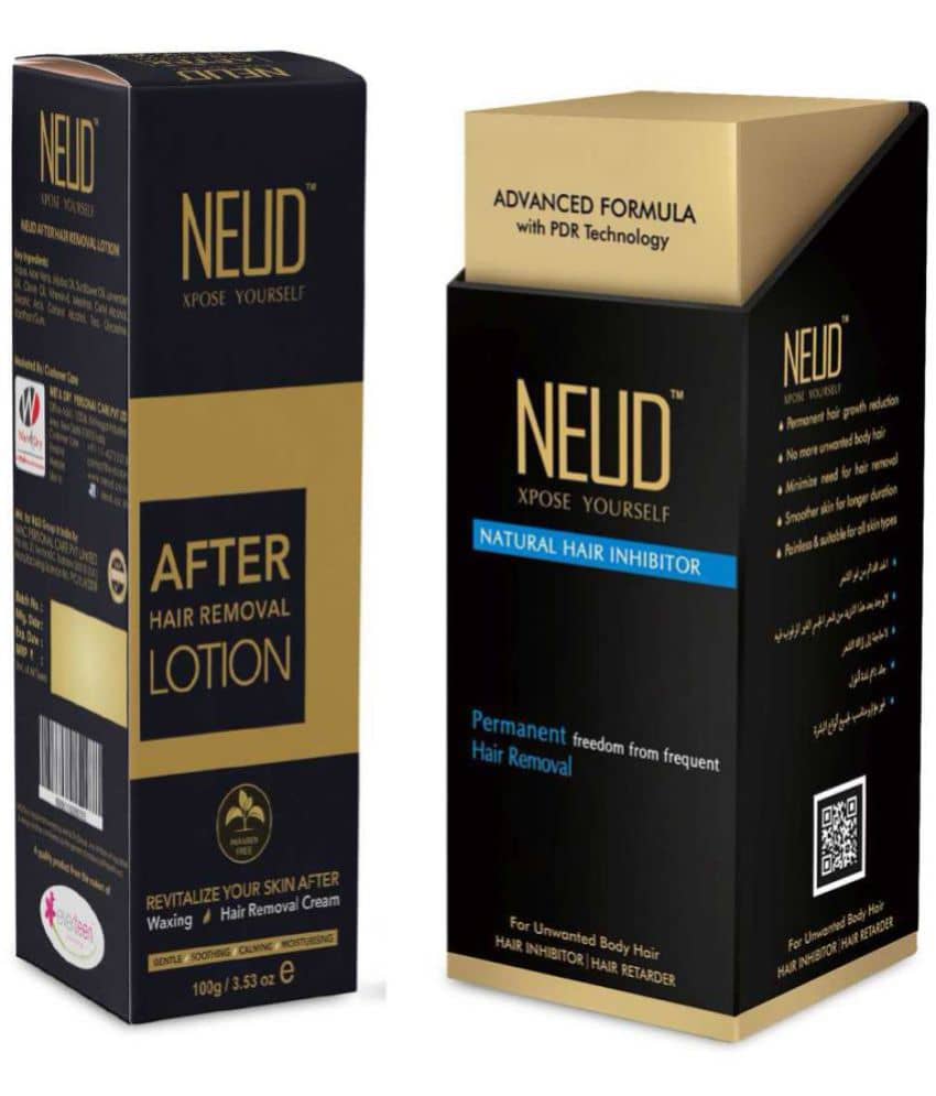 NEUD Combo Natural Hair Inhibitor (80g) and After-Hair-Removal Lotion (100g) for Men and Women