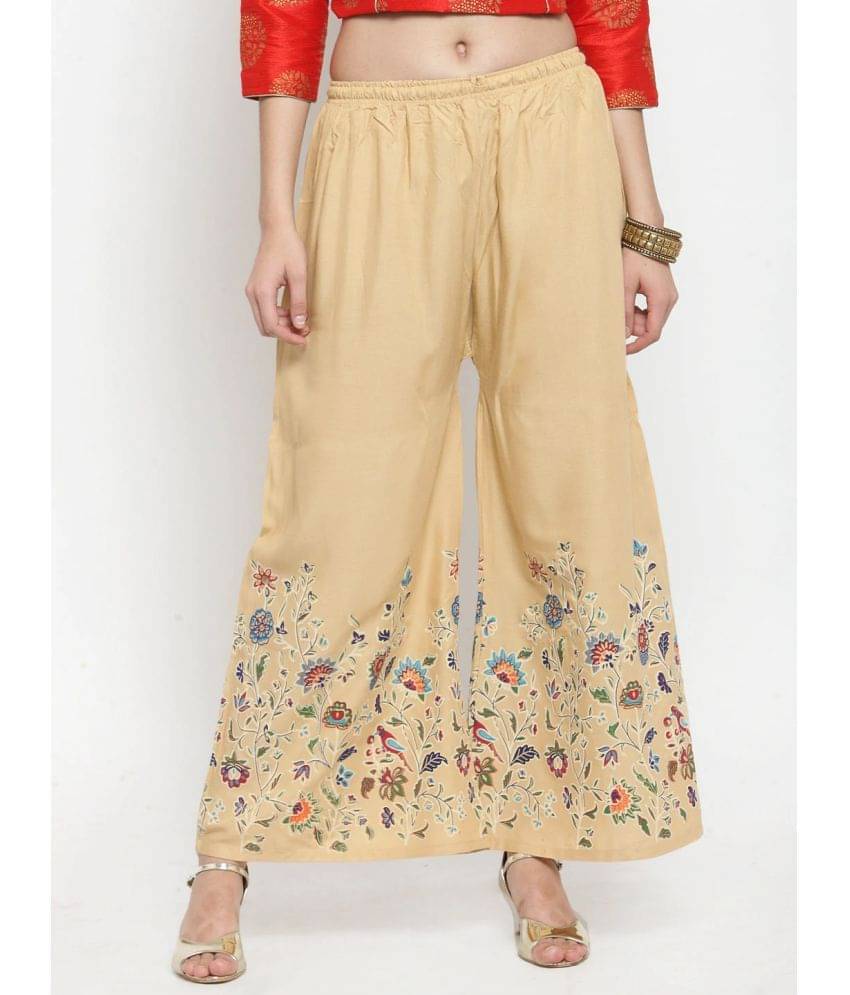 OMAYA - Beige Rayon Flared Women's Palazzos ( Pack of 1 ) OMAYA - Beige Rayon Flared Women's Palazzos ( Pack of 1 )