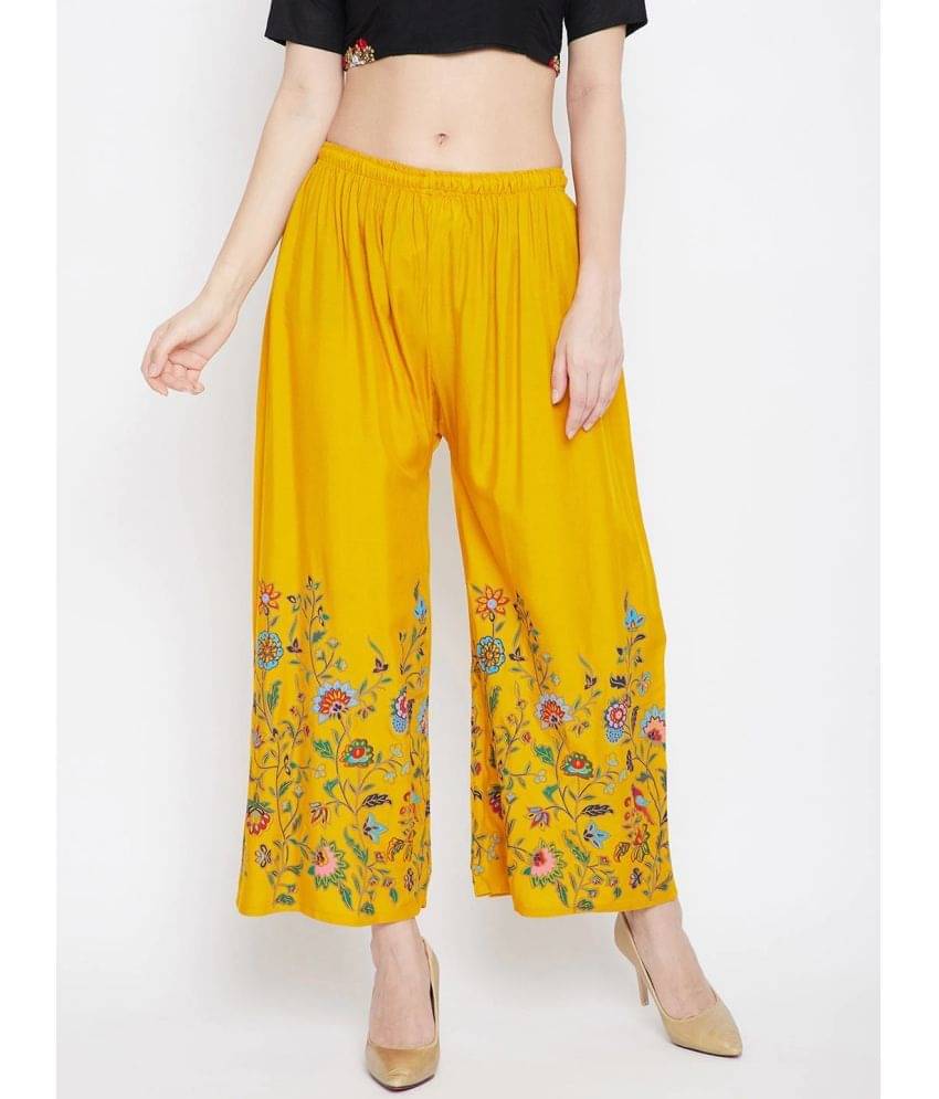     			OMAYA - Mustard Rayon Flared Women's Palazzos ( Pack of 1 )