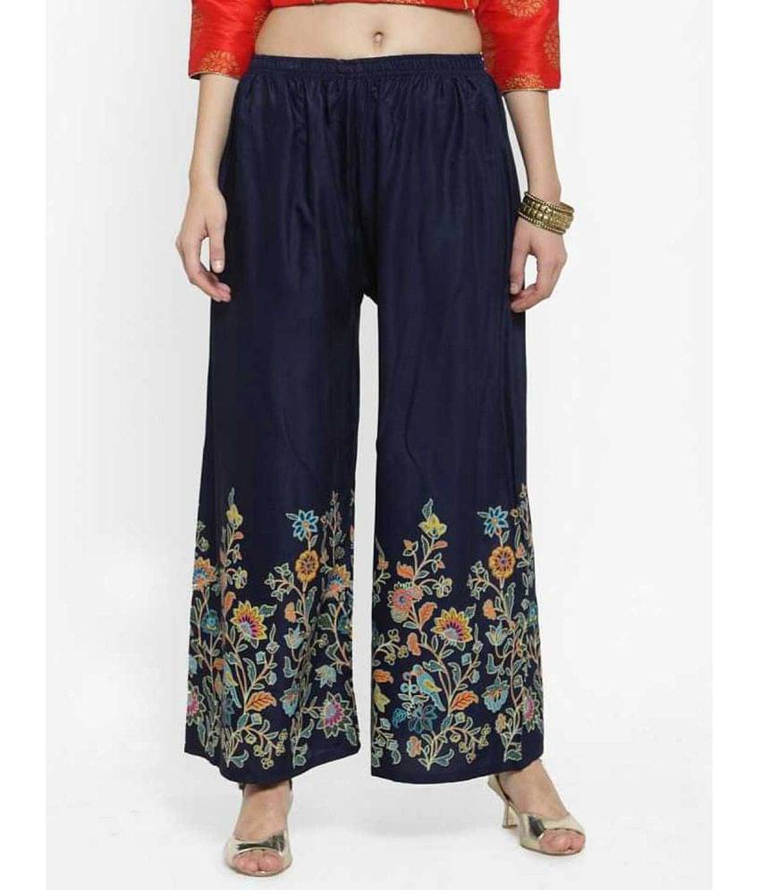 OMAYA - Navy Blue Rayon Flared Women's Palazzos ( Pack of 1 )     			OMAYA - Navy Blue Rayon Flared Women's Palazzos ( Pack of 1 )