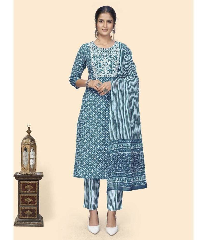 Vbuyz - Blue Straight Rayon Women's Stitched Salwar Suit ( Pack of 1 ) Vbuyz - Blue Straight Rayon Women's Stitched Salwar Suit ( Pack of 1 )