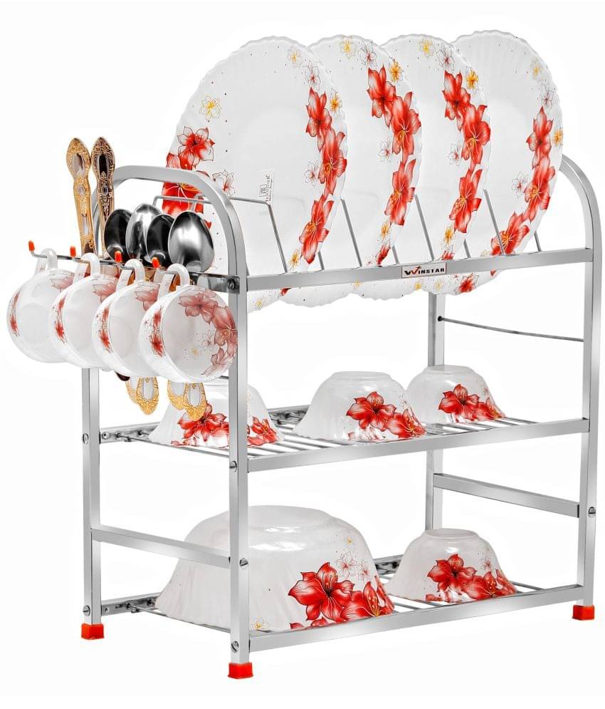     			Winstar - Silver Stainless Steel Dish Racks ( Pack of 1 )