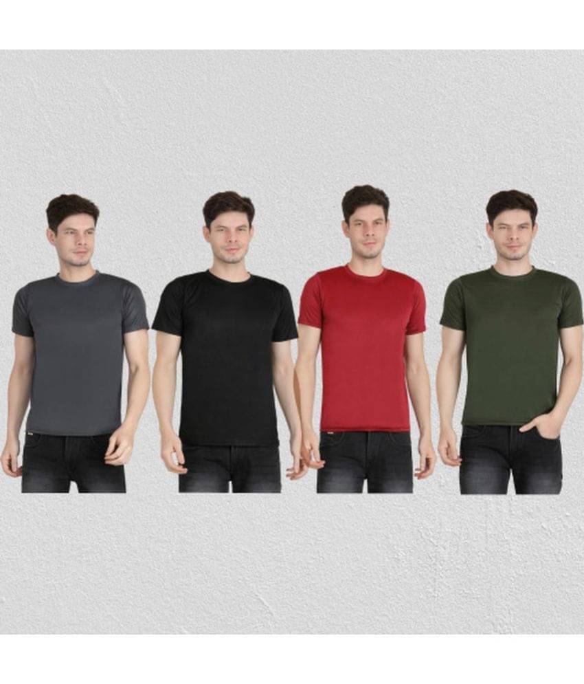 Ben Toi Pack of 4 Polyester Regular Fit Men's T-Shirt ( Black ) Ben Toi Pack of 4 Polyester Regular Fit Men's T-Shirt ( Black )