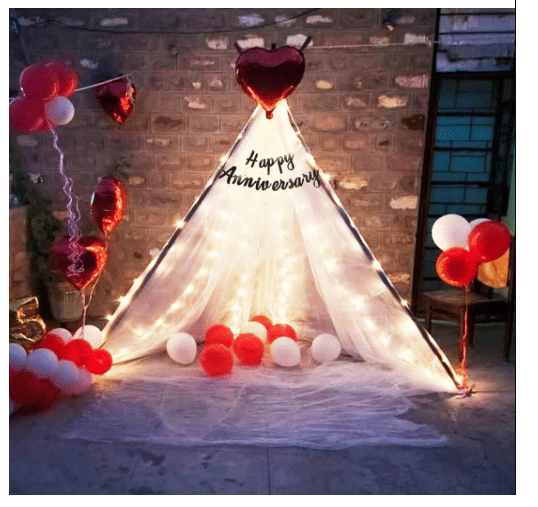     			Blooms Mall White Decoration Net With Led Fairy Lights And Balloon Combo - Set of 25 Anniversary Party Celebration Wedding and Valentines Day Or Cabana Tent Decoration for Your Loved Ones